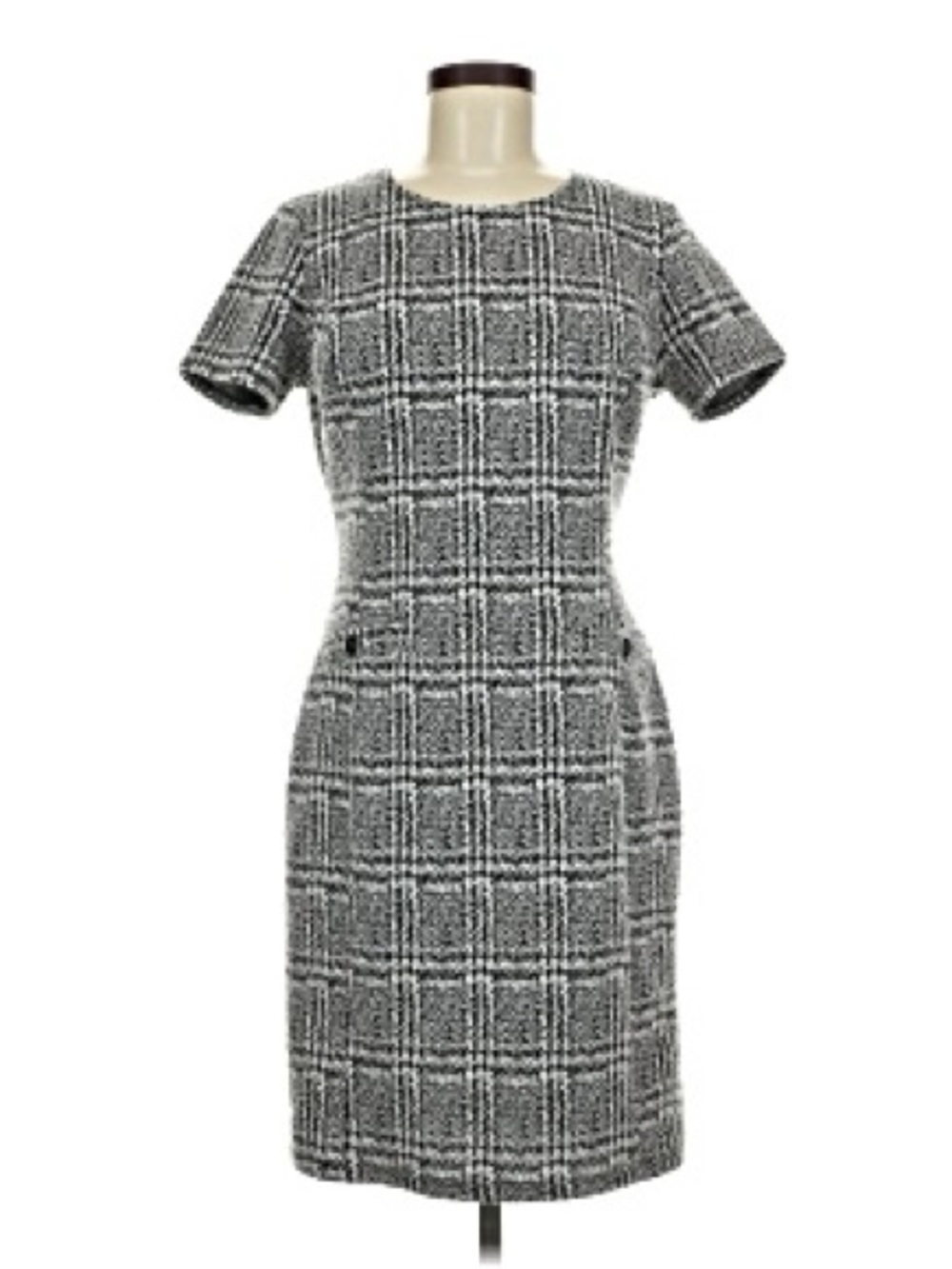Enfocus Studio Black & White Plaid Midi Sheath Dress